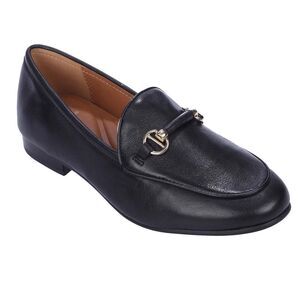 Dune London Womens/Ladies Grandeur Leather Wide Loafers / Black